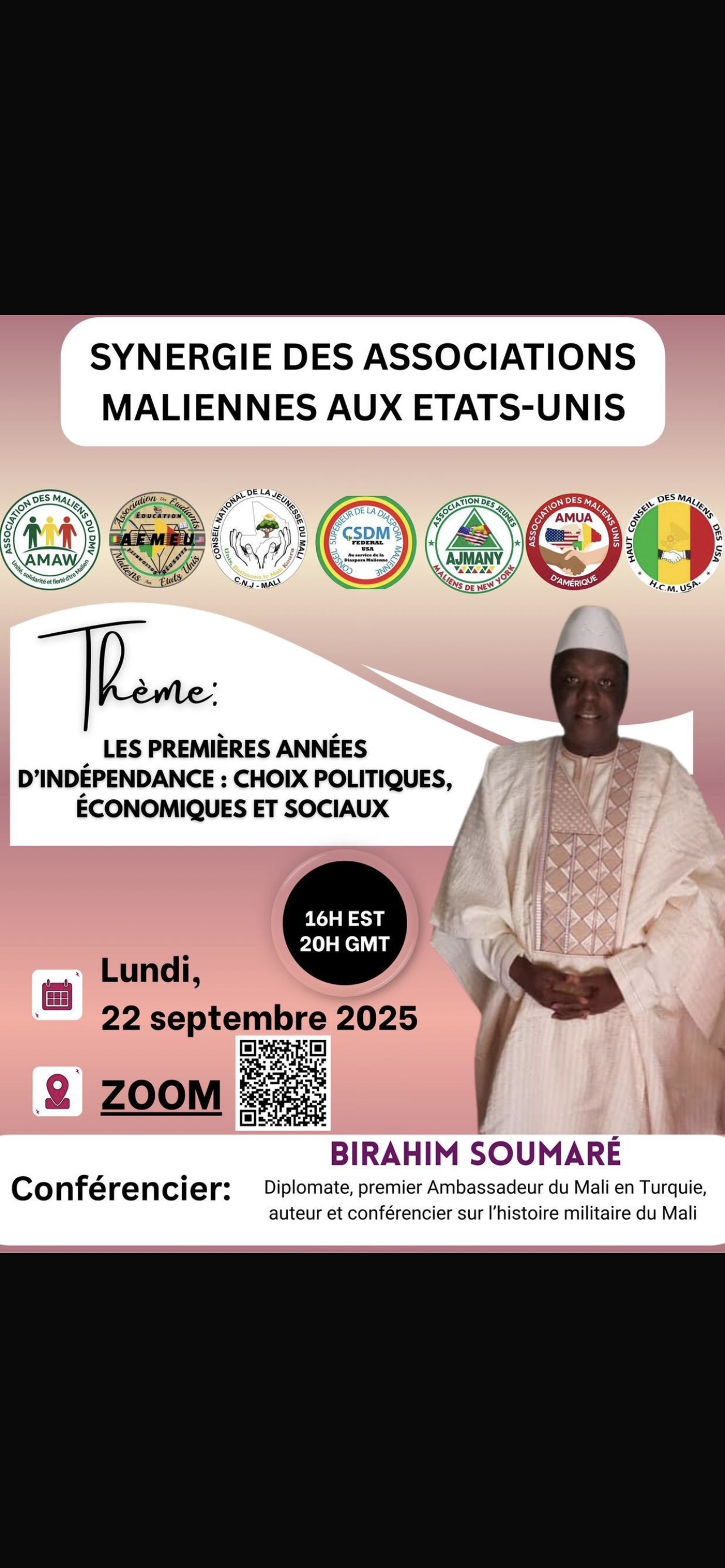 Affiche de la conférence avec Birahim Soumaré du 22 septembre 2025