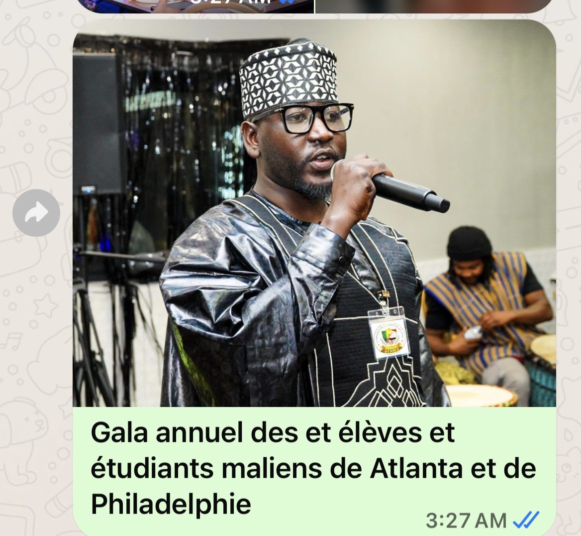 Prise de parole lors du gala annuel des élèves et étudiants maliens d’Atlanta et de Philadelphie